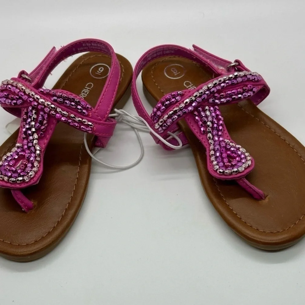 Girl's Cherokee Pink Florence Beaded Casual Sandals